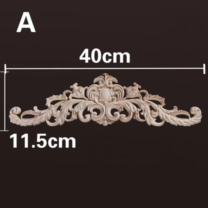 Wood Appliques and Onlays Natural Furniture Wall Door Woodcarving Decorative Long Flower Wooden Figurines Crafts Corner Frame
