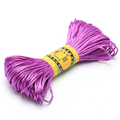 20M 1.5mm Satin Nylon Trim Cord, Rattail Cord Chinese Knot - mid Purple