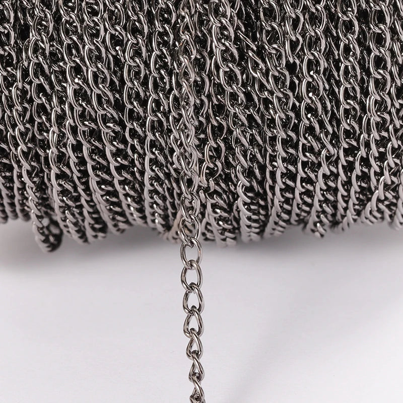 2 Meter Flat 2.5/3.5/4.5mm Extension Thin Chain Metal Chain DIY Necklace Body Chain Jewelry Making Chain Accessories - Gunbla