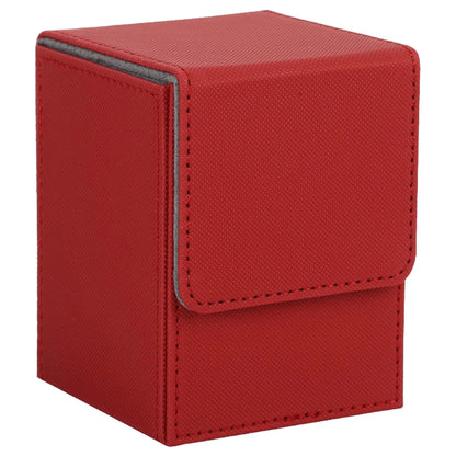 Card Fit For 100+Single Sleeved Cards , Leather Trading Commander Deck Box Compatible With Card Deck,Game Card Box - red