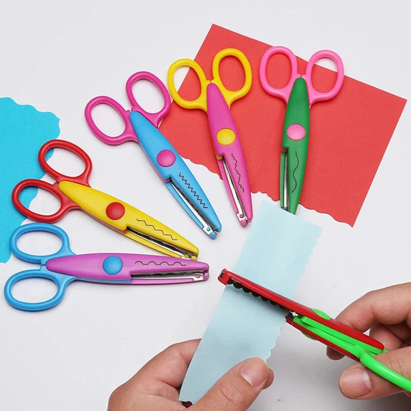 6pcs/Set Scissors Wavy Pattern Paper Cutter DIY Handmade Tools Paper Craft Kawaii Card Photo Scissors Kids Gifts Office Suppl