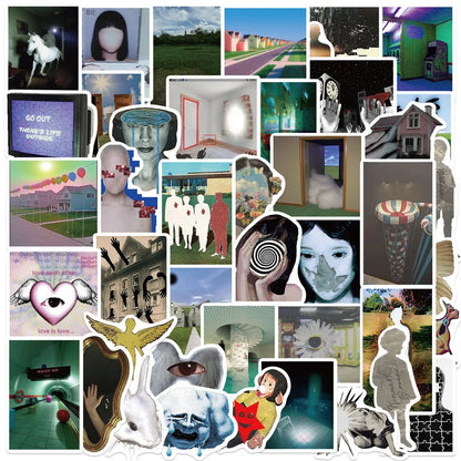 50 Pcs Cartoon Acidic Dreamcore Aesthetic Graffiti Stickers - Waterproof Decor for Guitars, Notebooks & Luggage DIY