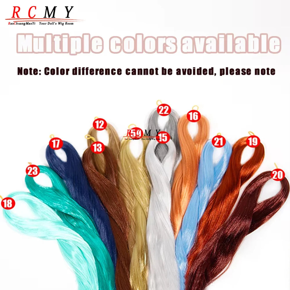 BJD SD Doll 80CM/40 White Black Hair Row Milk Silk Anti-Mohair Wig Handmade Hook Transplant Material for Girls and Boys Hair