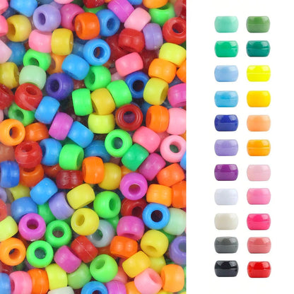 100/200/400pcs 6x9mm Solid Color Large Hole Pony Beads DIY Jewelry Making For Friendship Bracelets & Hair Braids Craft Suppli