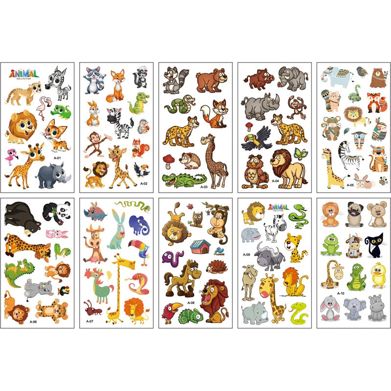10 Sheets/Pack Kids Cartoon Unicorn Tattoo Sticker for Children's Arm Hands Body Cute Temporary Fake Tatoo - style 5