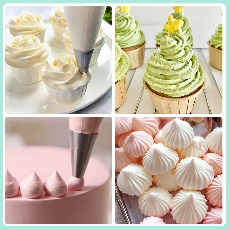 Stainless Steel Piping Nozzles Set Cake Decorating Tips Cream Icing Frosting Baking Tools For Cupcakes Cookies Kitchen Access