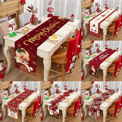 Merry Christmas Santa Claus Table Runner Christmas Decor for Home 2025 Winter Holiday Kitchen Dining Table Decor Navidad Gift