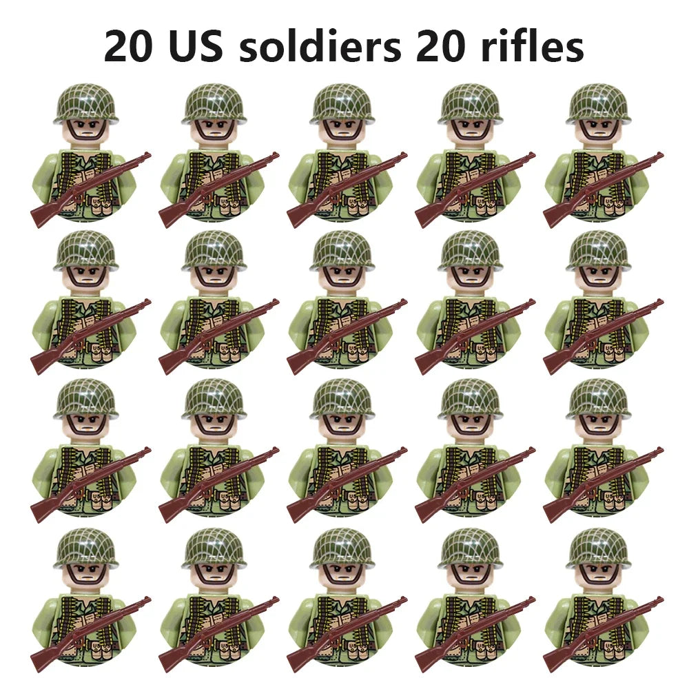 Multi-style military soldiers mini character building blocks DIY assembled building blocks children's collection toys and gif