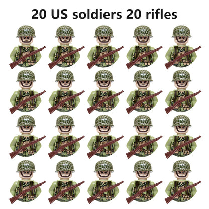 Multi-style military soldiers mini character building blocks DIY assembled building blocks children's collection toys and gif