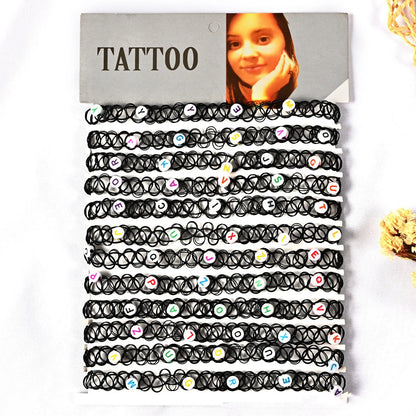 12pcs/lot Vintage Hippy Stretch Tattoo Choker Necklace Elastic Chocker Necklace Fishing Line Tattoo Colorful Necklace - Style