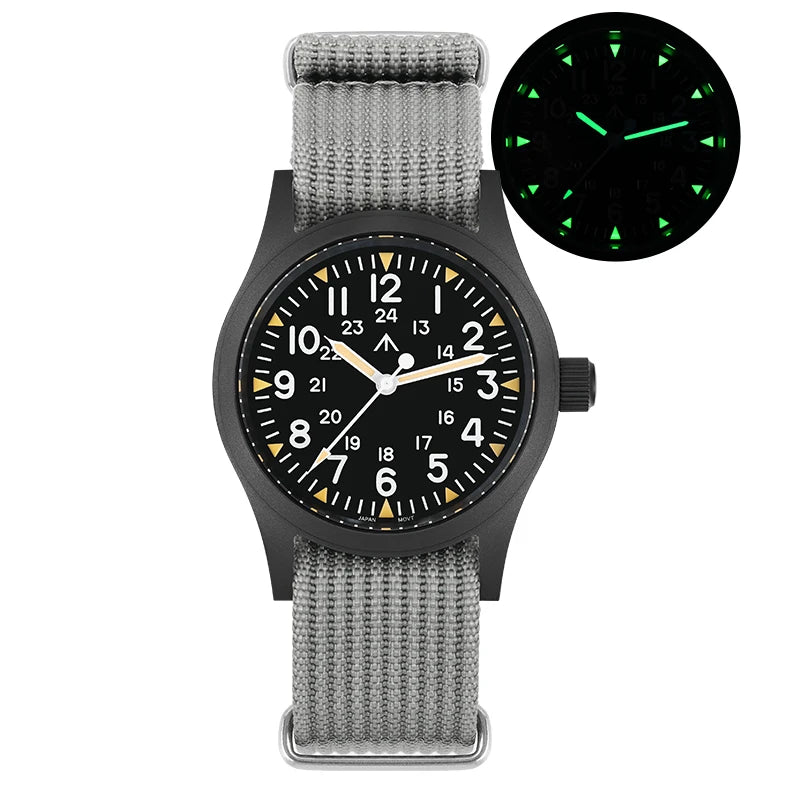 Militado ML05 Vintage Watch VH31 Sweep Second Movement Domed Sapphire Crystal With High Clear AR Coating Luminous 38mm Watche