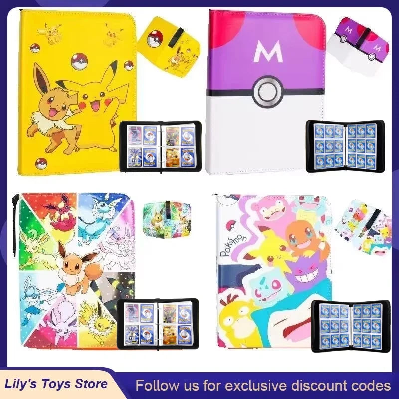 Pokemon Binders 9 Pocket 900 Cards Zipper Toploader Mimikyu Loose Leaf Collectible Card Album Storage Organizer Custom Fans G