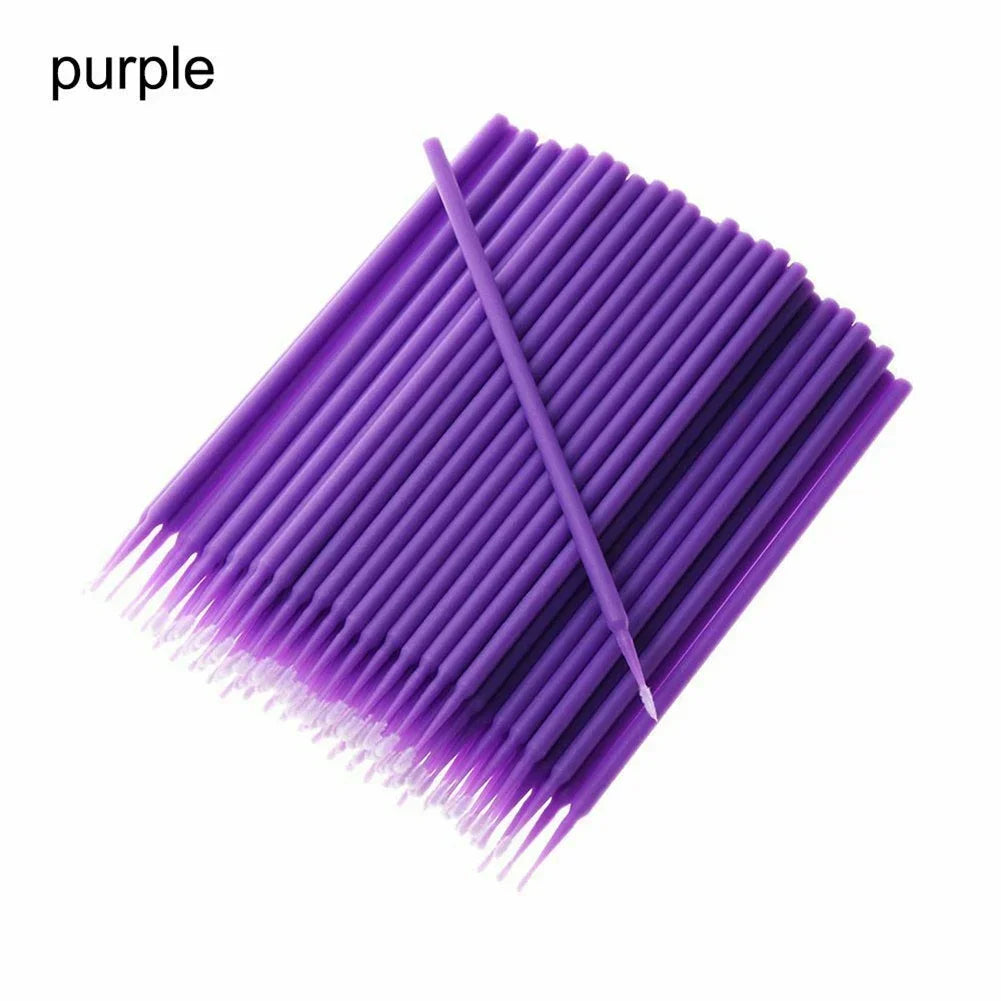 100Pcs Up Paint Micro Brush Tips 1.5mm Mini Car Touch Up Paint Micro Brush Purple Auto Applicator Sticks Detailing Car Produc