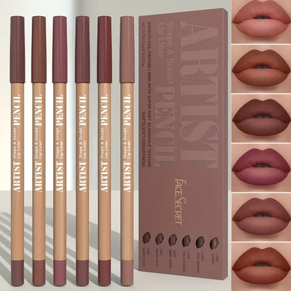 6pcs Velvet Matte Lip Liner Pencils Set Long-Lasting Non-Drying Perfect for Lining Filling Lips Versatile for All Skin Typ - 