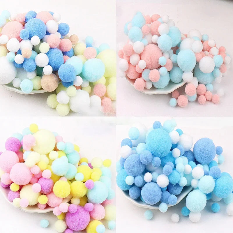 8-30mm Pom poms Multi-Colored Pompoms Soft Fluffy Puff Pompom Balls for Kid DIY Creative Craft Wedding Decor Sewing Supplies 