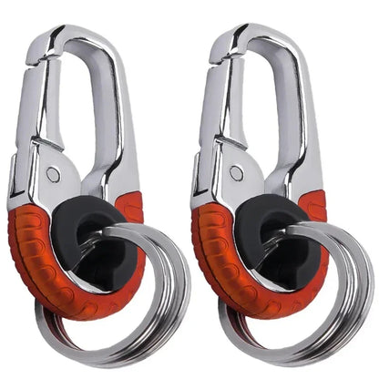 Keychain Buckle for Men Stainless Steel Key Ring Key Chain Hook Outdoor Carabiner Climbing Keyfob Accessories - 2pcs orange