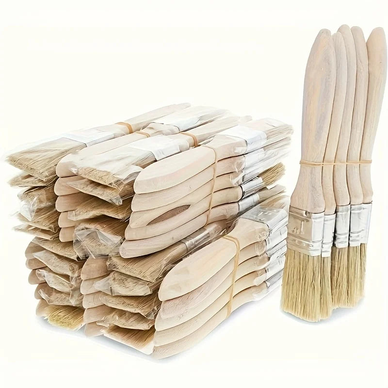 10 pig mane brushes, suitable for art, handicrafts, plastering, painting, glue application, wooden handles