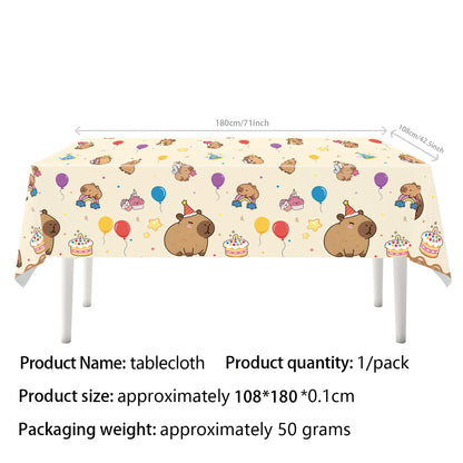 Birthday Decoration Capybara Birthday Invitation Card Cup Tablecloth Plate Napkin Poster Baby Shower Birthday Girl Party Favo