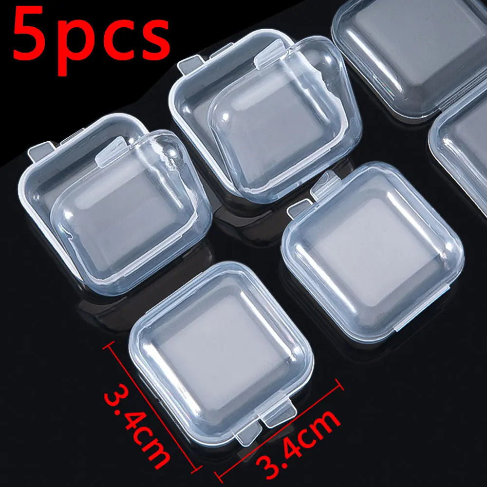 5/20PCS Mini Plastic Storage Box Transparent Jewelry Storage Box Container Portable Earring Ring Earplugs Packaging Storage C