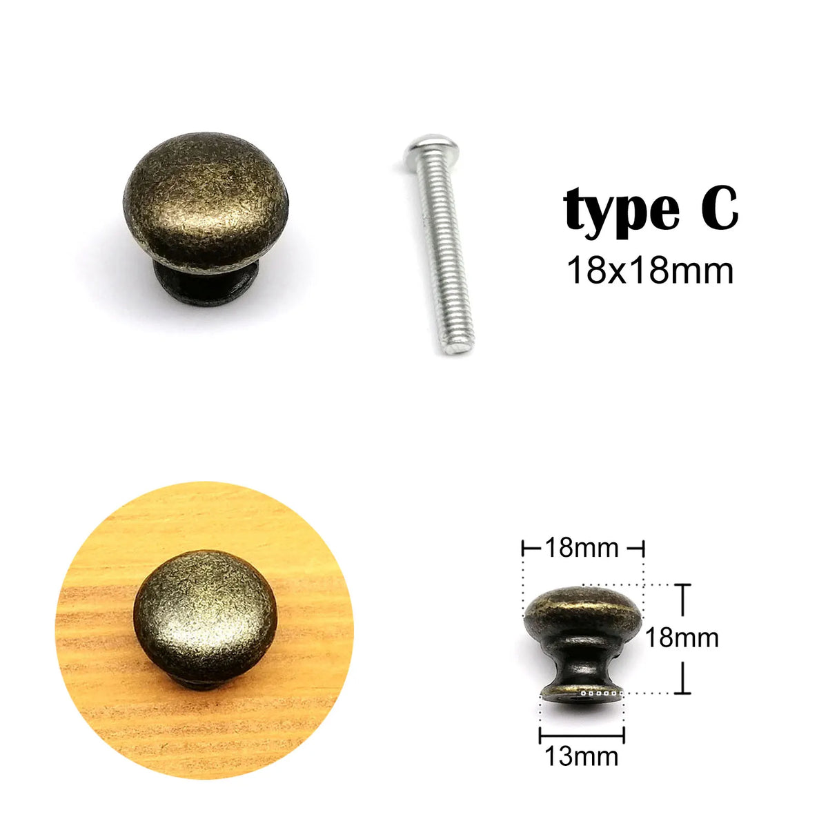 Antique brass Vintage Round Flower Furniture Cabinet Cupboard Dresser Chest Closet Drawer Door Window Handle Pull Knob - C Di