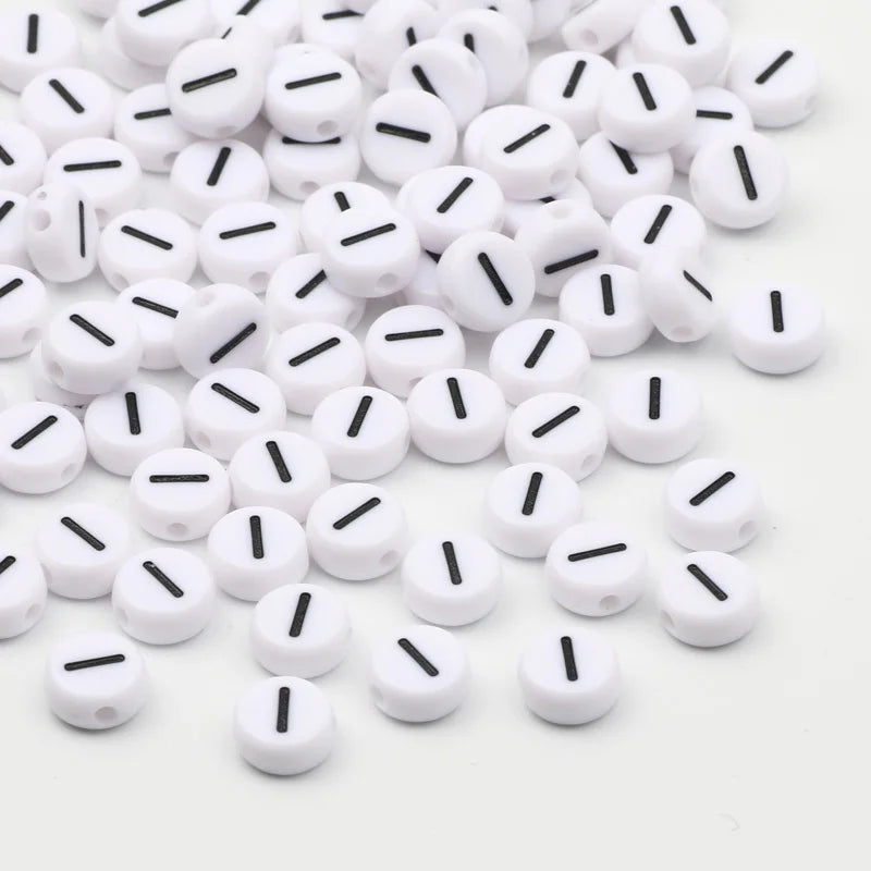 50/100pcs/lot 7x4mm White Round A-Z Alphabet Letter Acrylic Loose Spacer Beads for Jewelry Making Diy Bracelet Accessories - 