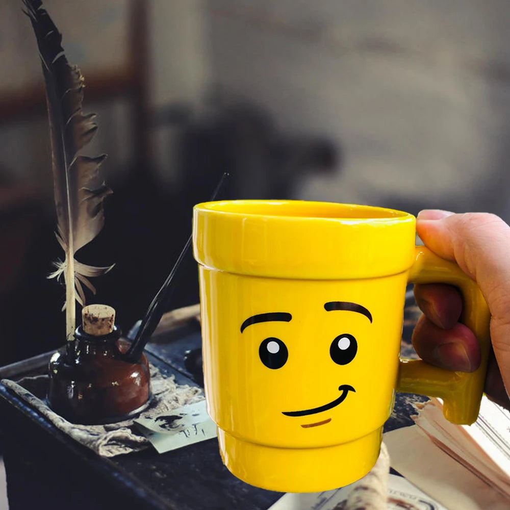 Cartoon Ceramic Mug Cup 250ML with Cute Impish Expression Figure Head Pattern Coffee Milk Tea Drinkware for Couple Friend Fam