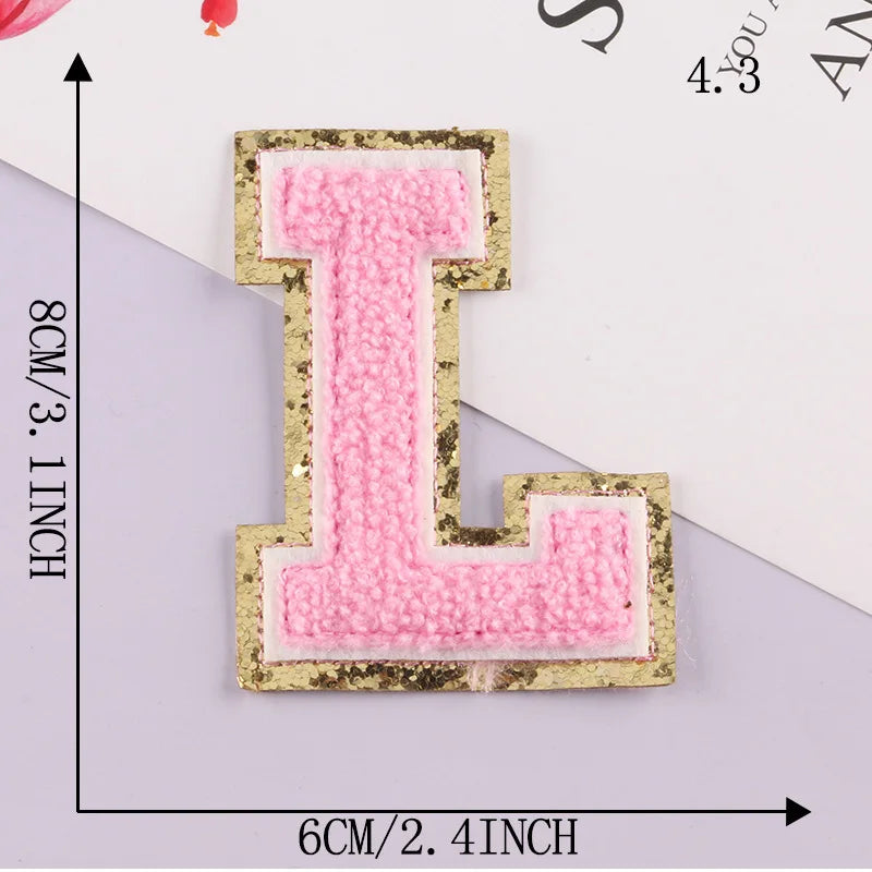 8CM Patch Letters for Clothes Alphabet Sticky Letter Clothing Bags Jacket Iron on Letter Emblems Chenille Patches for DIY MC0