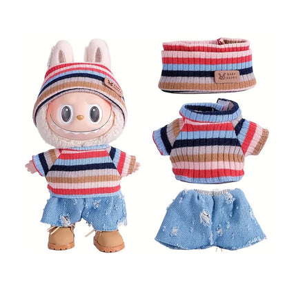 For Labubu accessories Sitting Party Series Classic Dress Grid For Labubu outfit Kid Gift Labubu clothing labubu clothes - no