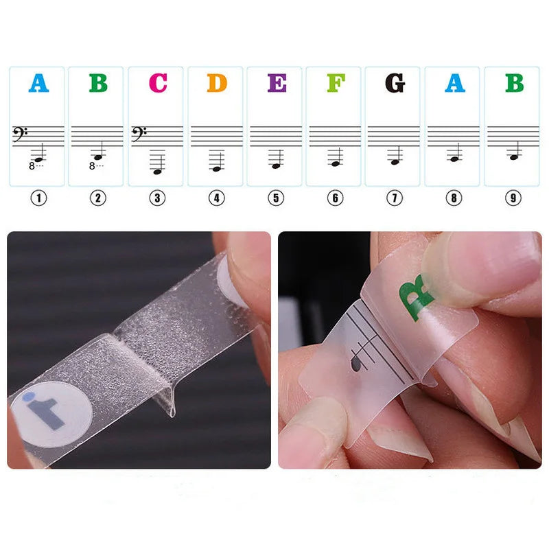 Transparent Piano Keyboard Stickers 49/54/61/88 Key Detachable Music Decal Notes Electronic Piano Piano Spectrum Sticker Symb