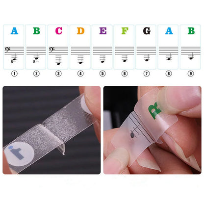 Transparent Piano Keyboard Stickers 49/54/61/88 Key Detachable Music Decal Notes Electronic Piano Piano Spectrum Sticker Symb