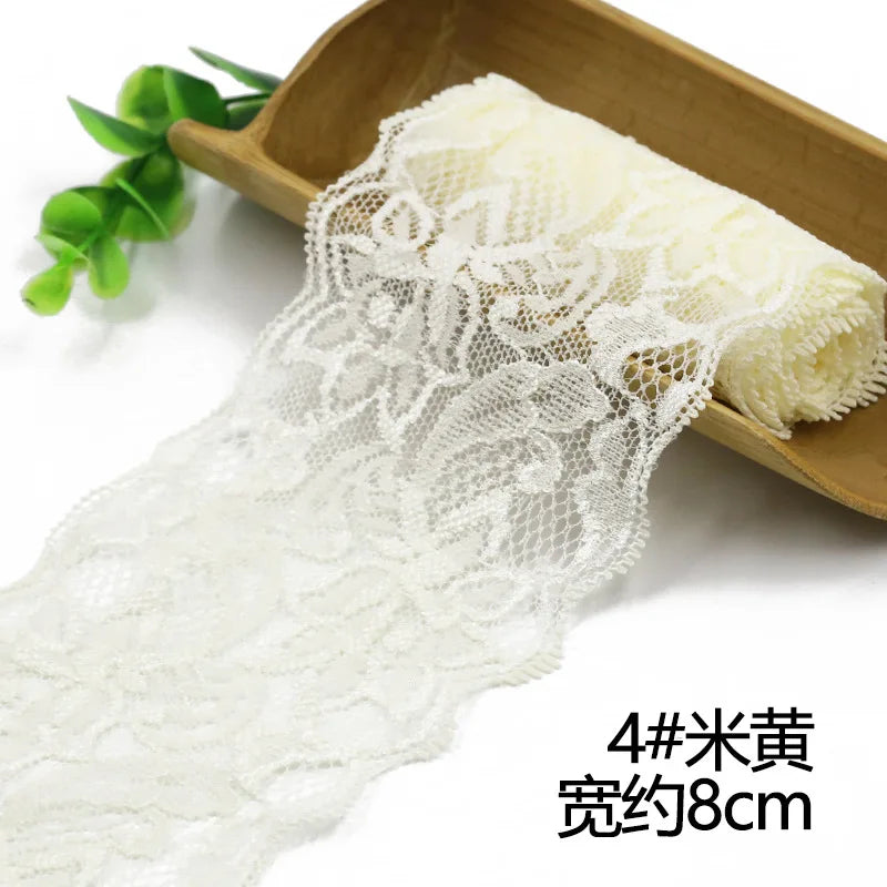 Lace Trim 1 Meter, Elastic Ribbon for Sewing, Wide Lace Trim, DIY Crafts, Scrapbooking Supplies, Crochet Pattern Ribbon in Co