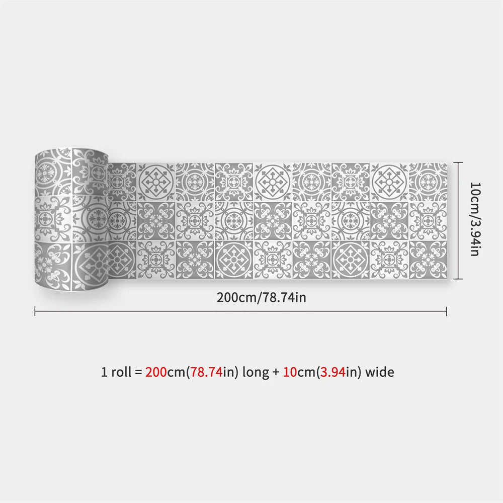 Mosaic Bathroom Waist Line Wall Stickers Waterproof Peel & Stick Art Backsplash Kitchen Office Skirting Line Decor Wallpaper 