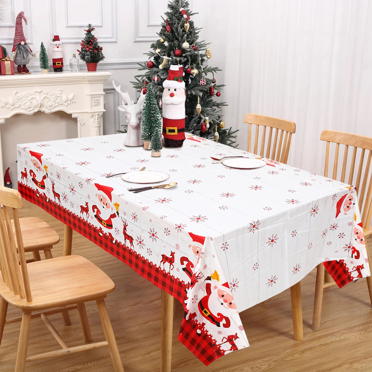 Disposable Christmas Tablecloth Merry Christmas Decors for Home 2024 Table Cover Xmas Ornament Navidad Natal New Year Gift 20