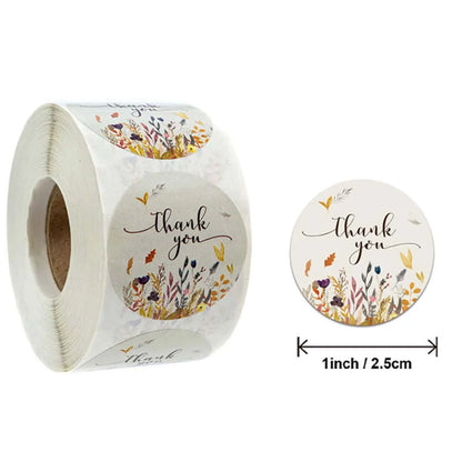 500pcs Thank You Stickers 1" Flower Design,Highly Recommended for Birthdays, Weddings, Giveaways, Bridal Showers (1 Roll) - H