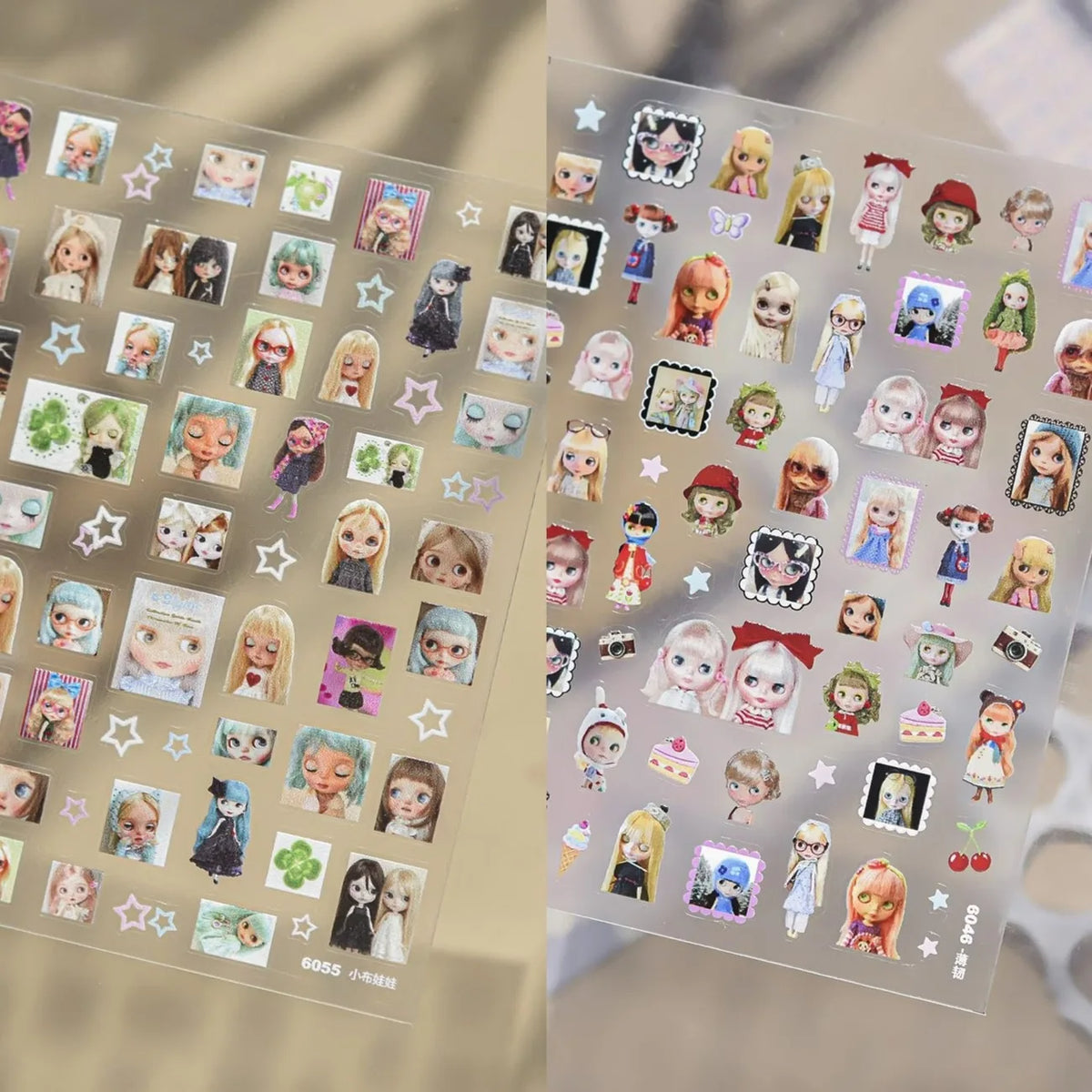 Sweet Cool Y2K Vintage Nostalgic Rag Doll Cartoon Nail Stickers, Retro Doll Nails Art Decals for Manicure Decor - AandB-2PCS