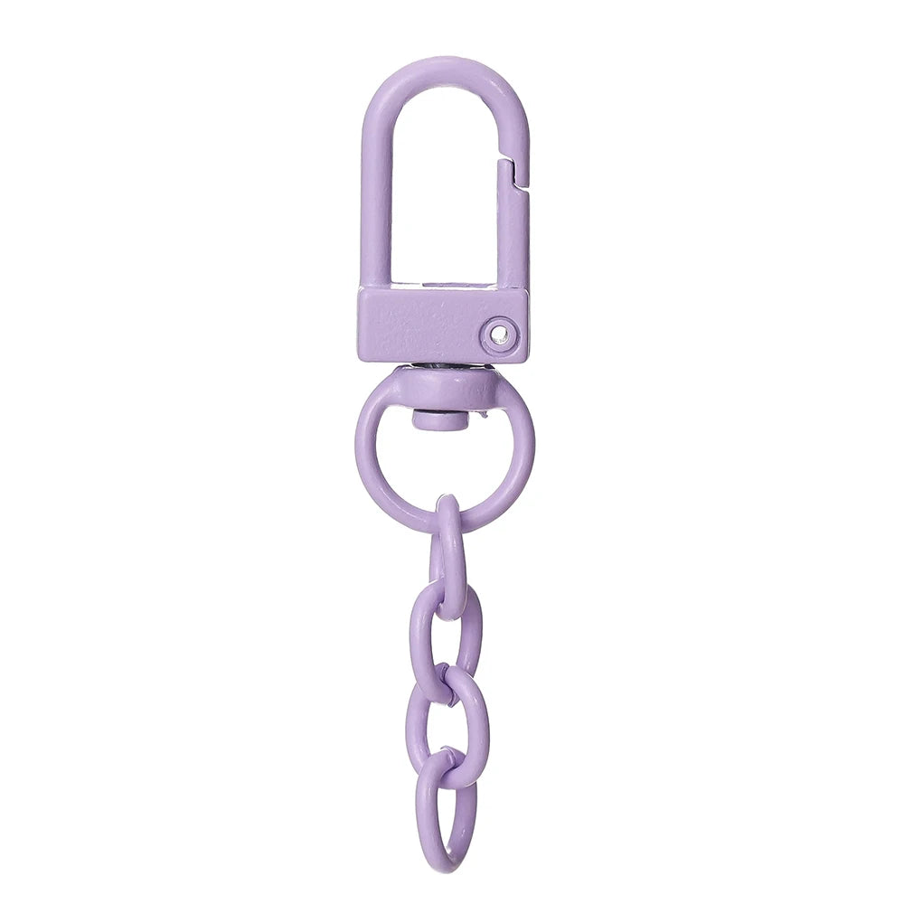 10pcs/lot Keyring Lobster Clasp Spring Buckle With Chains Colored Keychains For DIY Jewelry Making Key Ring Hooks Bags Buckle