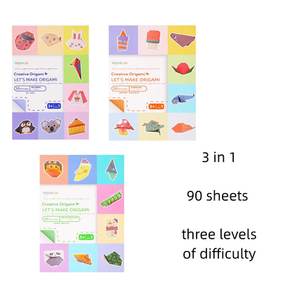 Origami Kit with 30/96 Sheets Paper & Guide Book, DIY Craft Art for Beginners kids，Multiple difficulty level challenges - 3 i