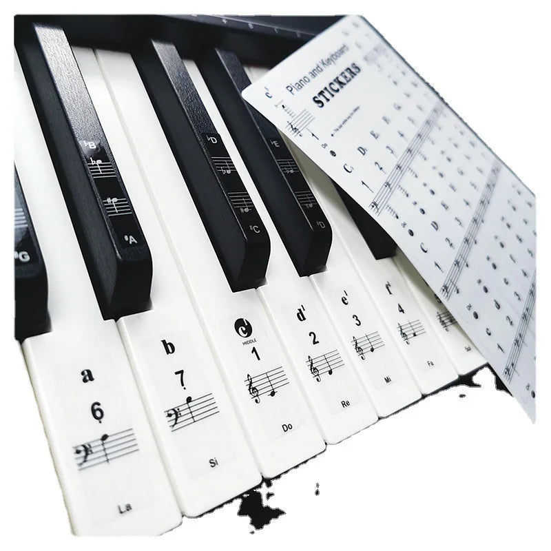 Transparent Piano Keyboard Stickers 49/54/61/88 Key Detachable Music Decal Notes Electronic Piano Piano Spectrum Sticker Symb