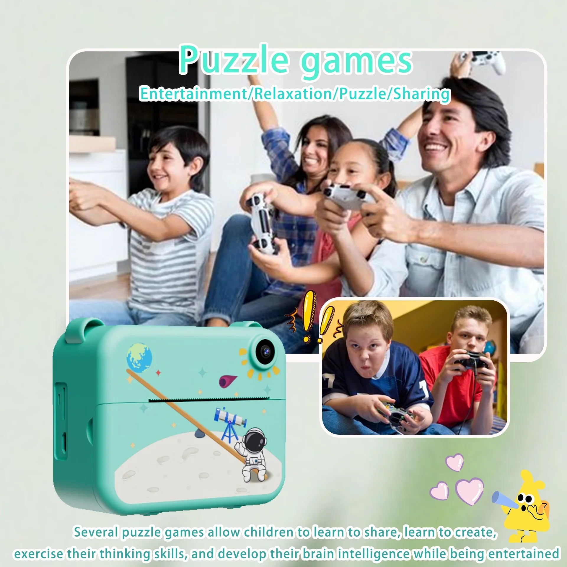 Kids Camera Digital Children Camera 1080P HD Mini Thermal Printer Video Recorder with Instant Print Photo Festive Gift for Ki