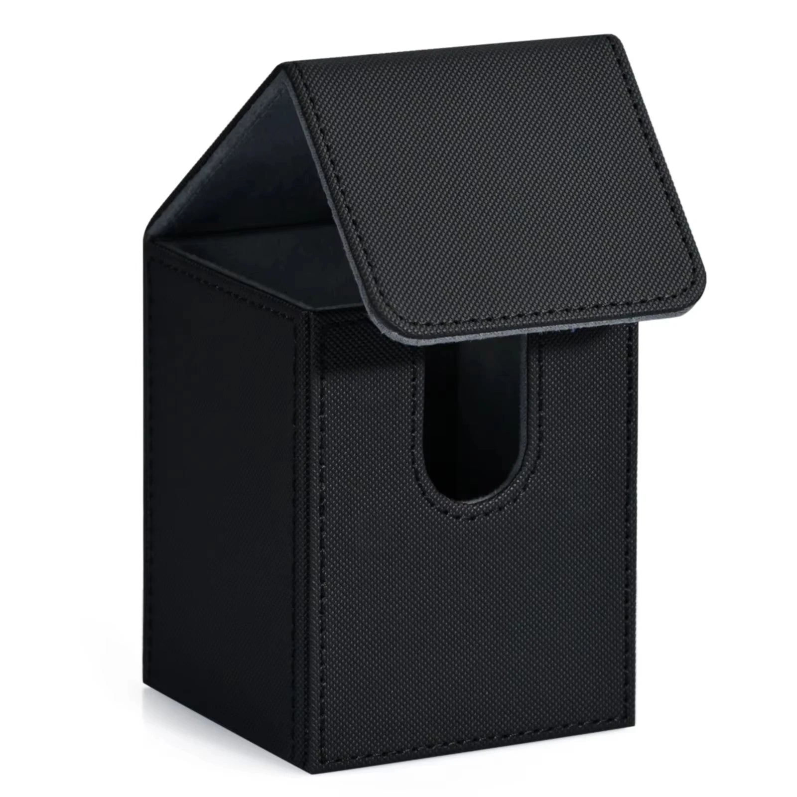 Card Deck Box,Card Storage Box holds 100+ Single Sleeved Cards, PU Leather Magnetic Closure for Magic cards TCG cards - Black