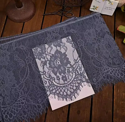 26cm Wide Eyelashes Lace Trim DIY Handmade Decoration Clothing Wedding Dress Lace Skirt Sleeve Accessories Fabric - grey blue