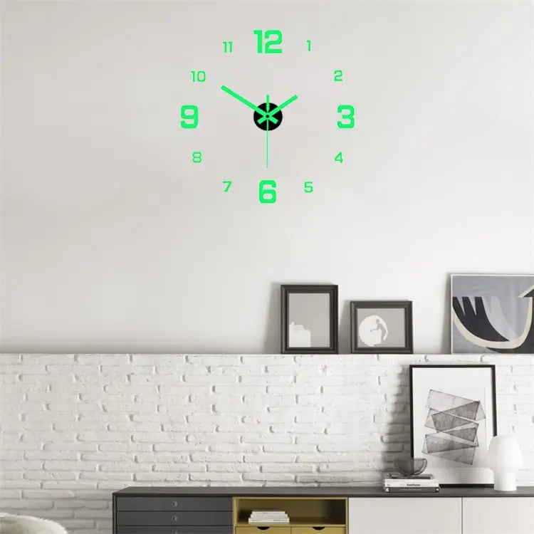 EW Creative Simple Luminous Digital Clock European Style DIY Silent Wall Clock Study Living Room Punch-Free Wall Sticker Cloc