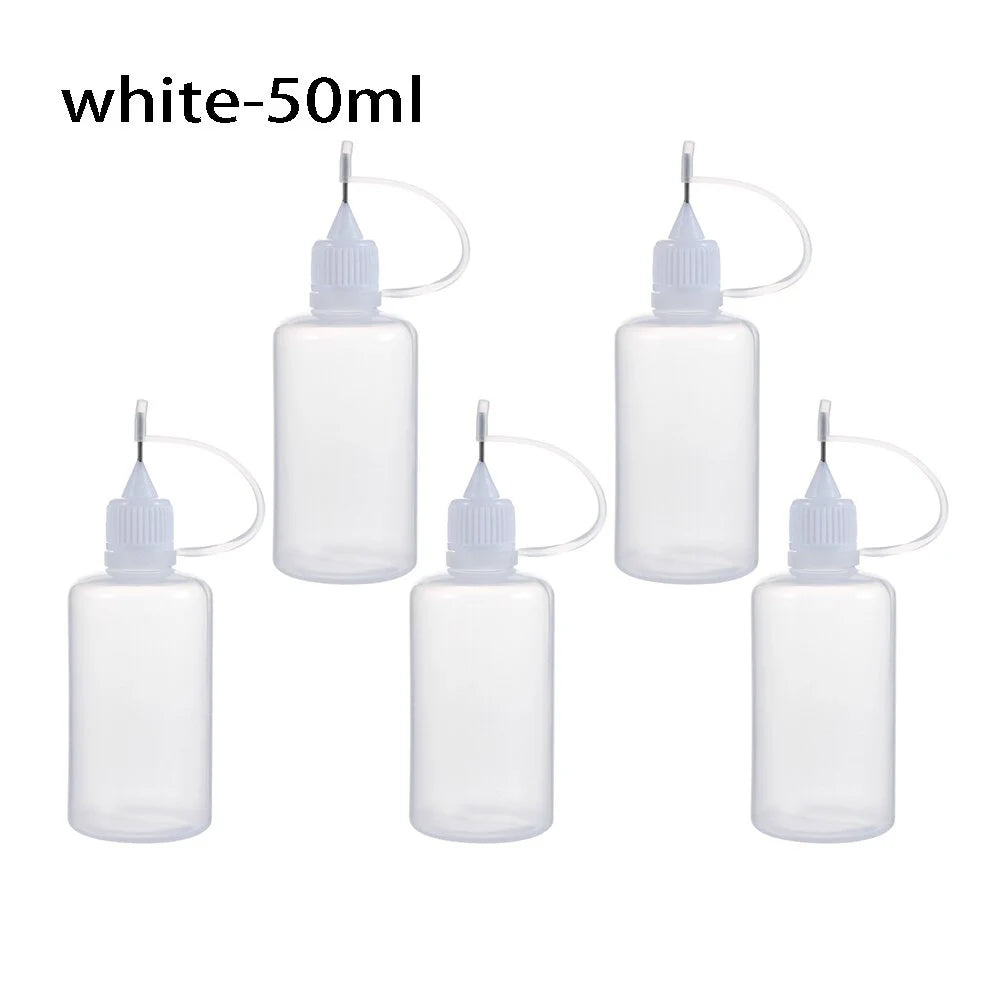 5pcs/set 5/10/20/30/50/100ML Needle Tip Glue Applicator Bottle for Paper Quilling DIY Scrapbooking Paper Craft Tool - White-5