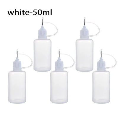 5pcs/set 5/10/20/30/50/100ML Needle Tip Glue Applicator Bottle for Paper Quilling DIY Scrapbooking Paper Craft Tool - White-5