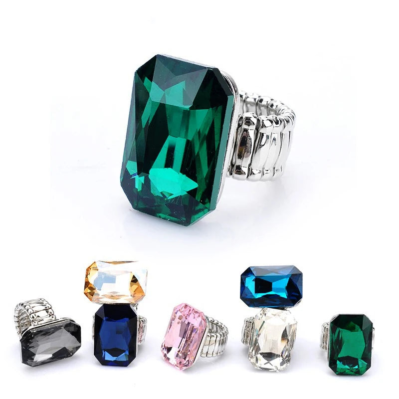 Personality Elegant Big Ring for Women 7 Colors Big Resin Stone Fashion Elastic Stretch Finger Rings Jewelry Christmaswholesa