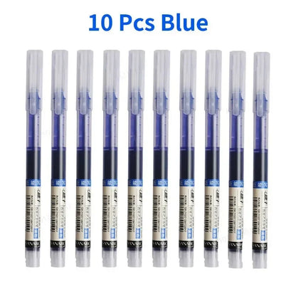 3-102Pcs/set Needle Type Gel Pens Straight Liquid Ballpoint Pen Kawaii Stationery School Office Supplies Writing - 10pcs blue