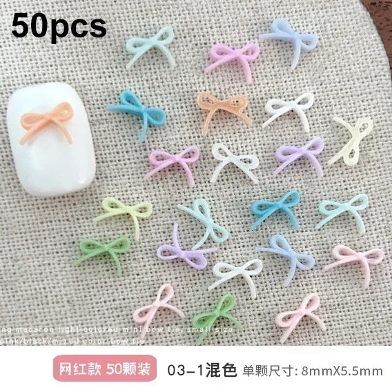 French Ribbons Colorful Resin Cute Bowknot Charm Leopard Print Bow Tie Nail Art Decorations Manicure Tools Accessories Wholes