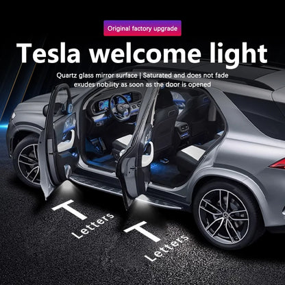 For Tesla Model 3 Model S Model X Model Y LED Logo Projector Puddle Light Ultra-Bright Welcome Light 3D Laser Ghost Shadow Li