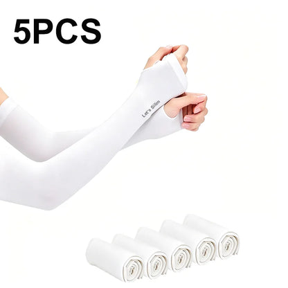 3/5PCS Arm Sleeves for Sun Protection Men's and Women's Elbow Sleeves for Outdoor Sports UV Protection Arm Sleeves - White 5p