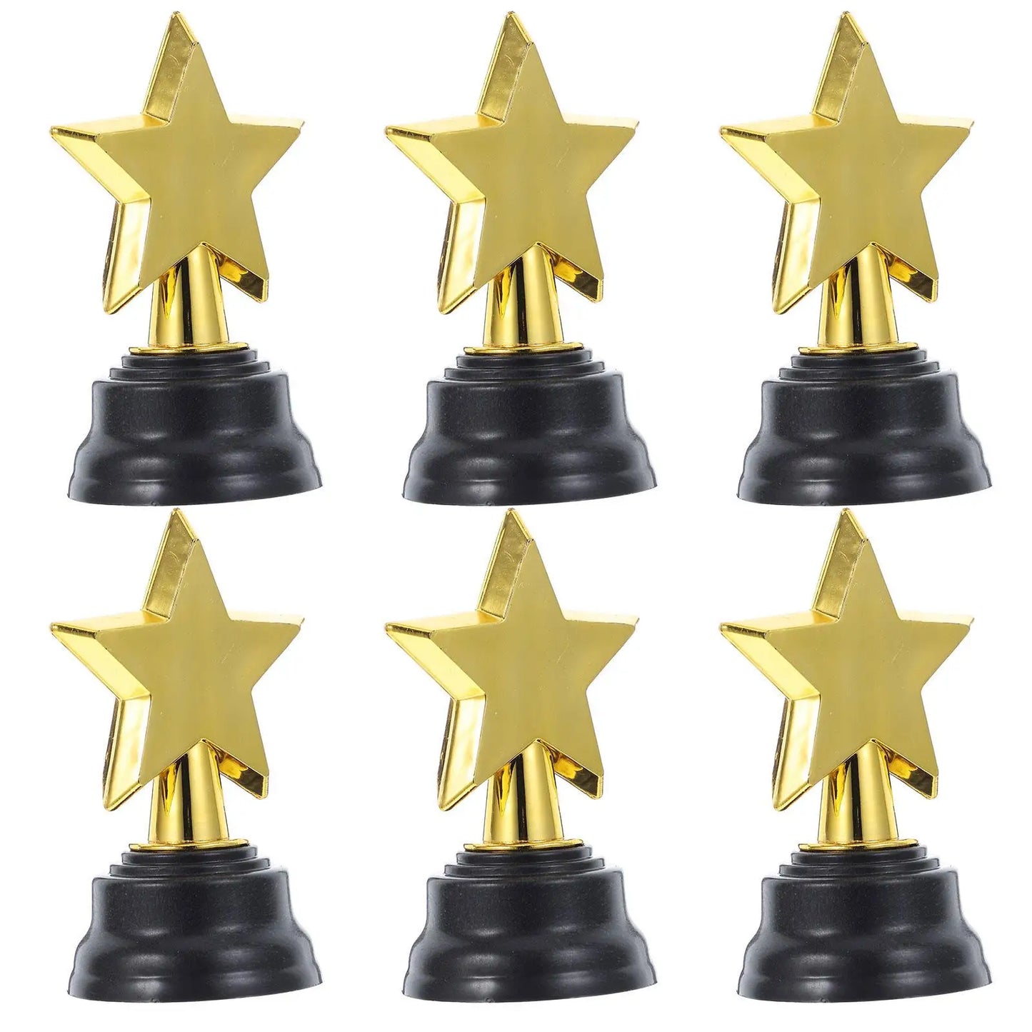 6pcs Mini Gold Star Trophies - Party Favors and Game Prizes for Kindergarten Graduations, Competitions and Rewards